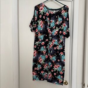 JM Collection Black Floral Midi Dress